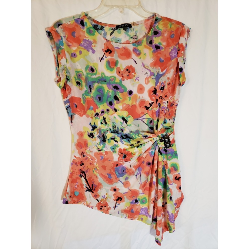 Women's Fylo Multicolor Floral Short Sleeve Top Size S